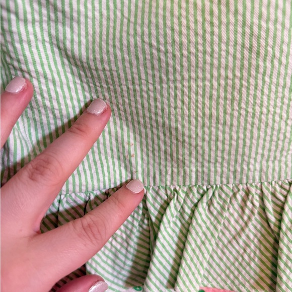 Lily Pulitzer • Peplum Seersucker Lowe Pink and Green Dress Sz 8 Preppy - Picture 8 of 10